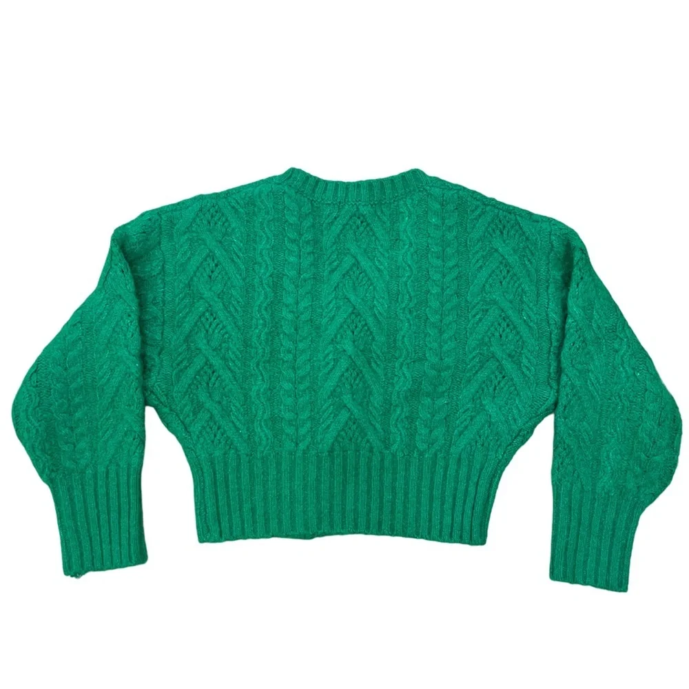 Zara Emerald Green Long Sleeve Cardigan w/ Decorative Buttons-Size Small - Picture 3 of 9